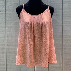 Anne Taylor LOFT Flowy Coral Polka Dots Tank Large